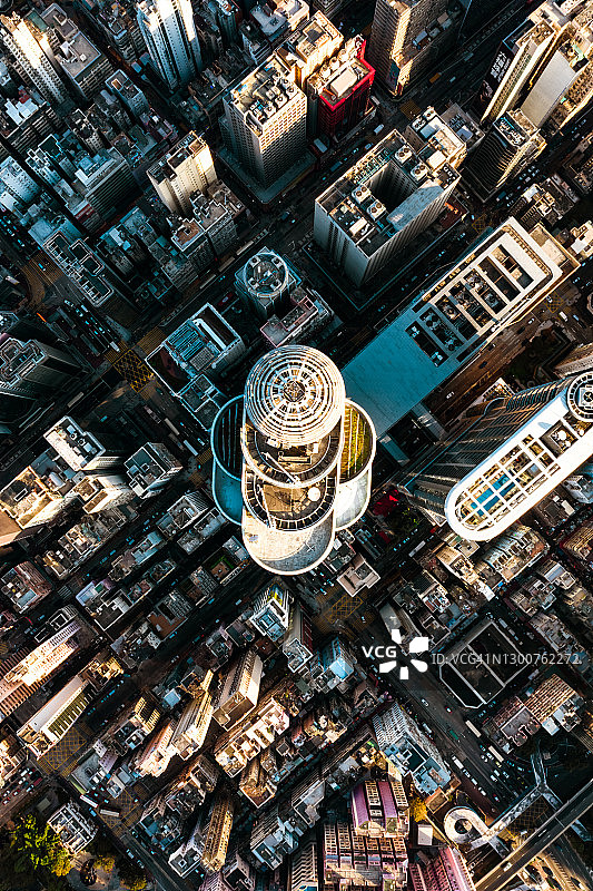 中国香港九龙城区的无人机航拍图片素材