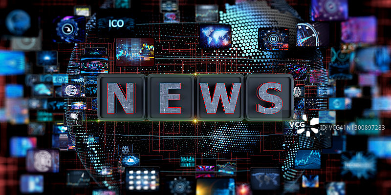 抽象数字新闻3D概念文本数字屏幕背景图片素材