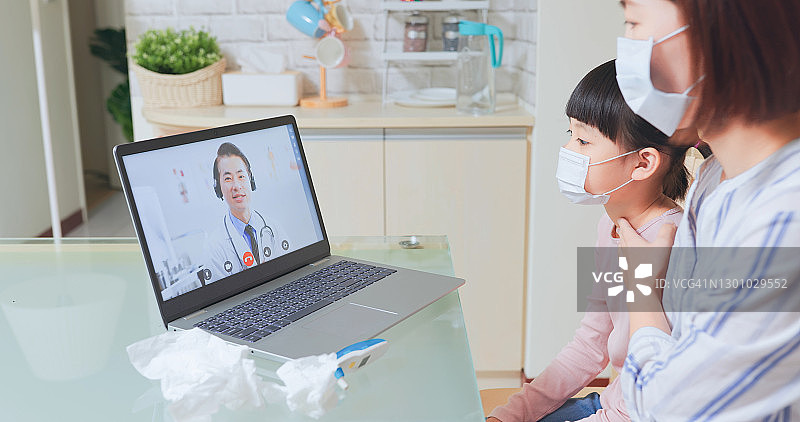 母女远程医疗图片素材