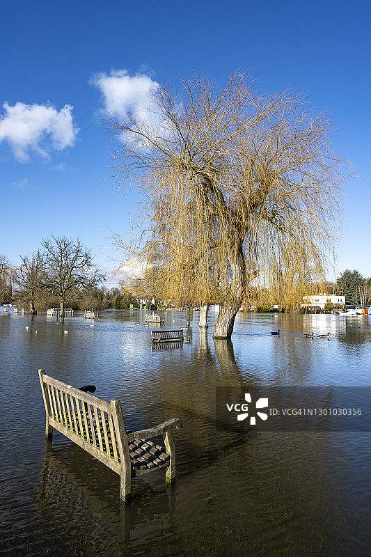 亨利-昂-泰晤士公园洪水图片素材