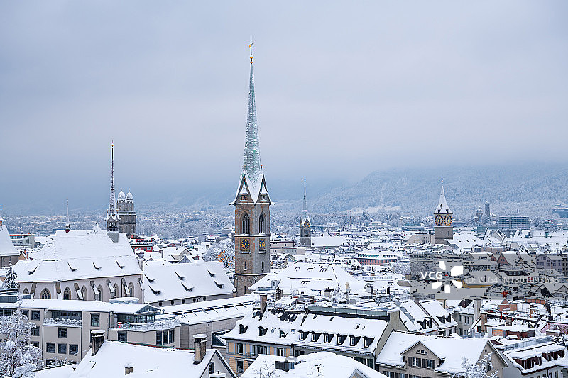冬季瑞士苏黎世城市天际线图片素材