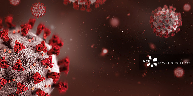 深红色背景中的病毒图片素材
