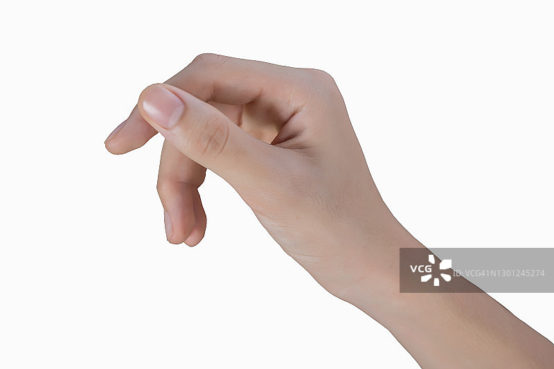 白色背景上女人的手特写图片素材