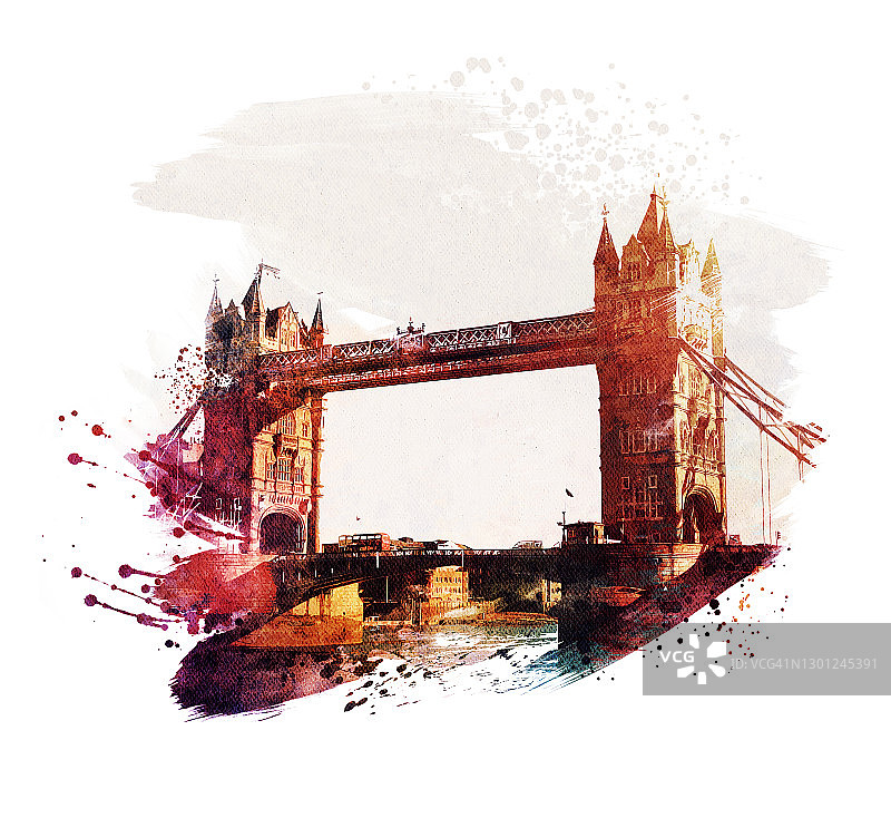 塔桥插画图片素材