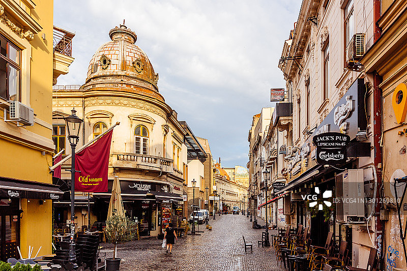 罗马尼亚布加勒斯特老城区利普斯卡尼街图片素材