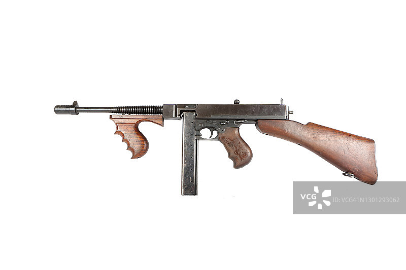 白色背景上的汤米冲锋枪图片素材