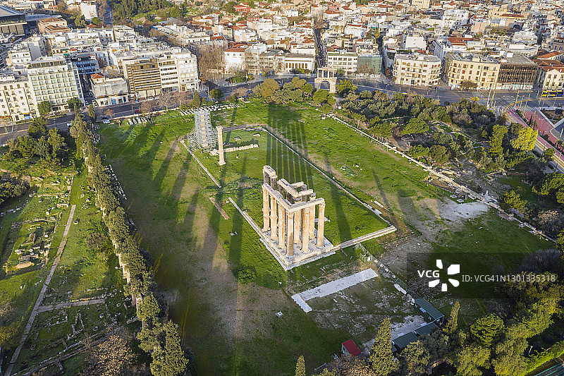 希腊雅典奥林匹亚宙斯神庙航拍照片图片素材