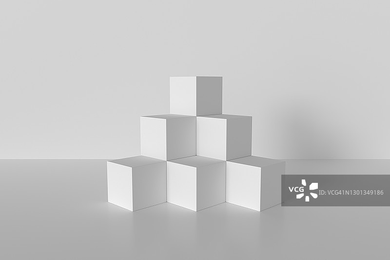 白色立方体舞台3D渲染图片素材