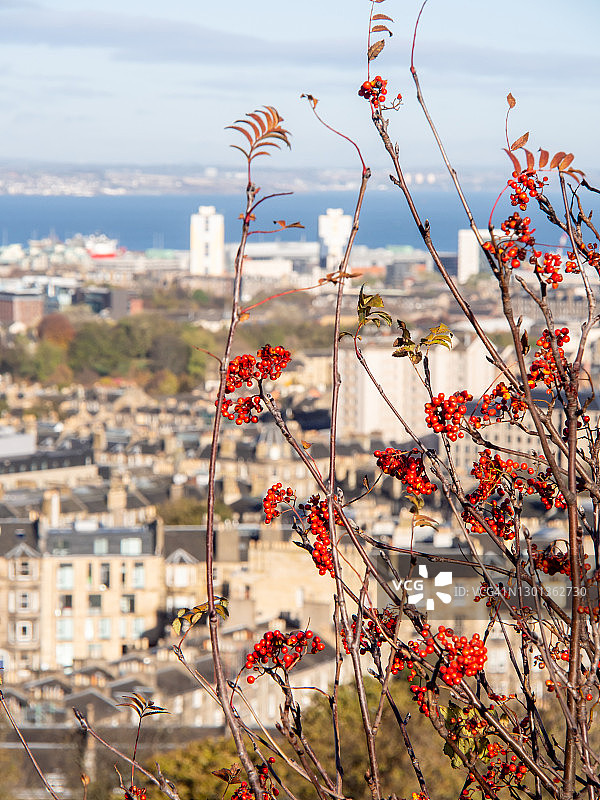 从爱丁堡卡尔顿山俯瞰利斯和福 Forth 河口的景色图片素材