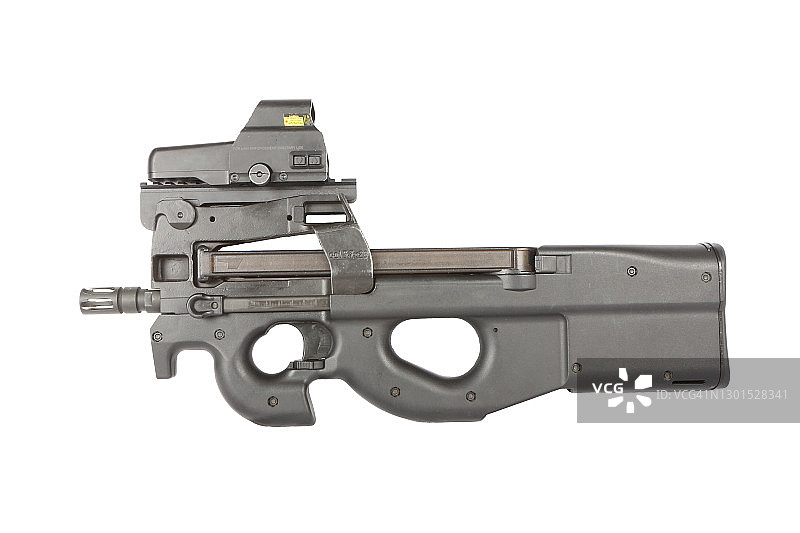 白色背景上的FN P90紧凑型冲锋枪图片素材