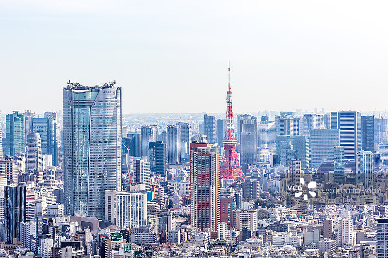 日本东京城市及东京塔航拍景色图片素材