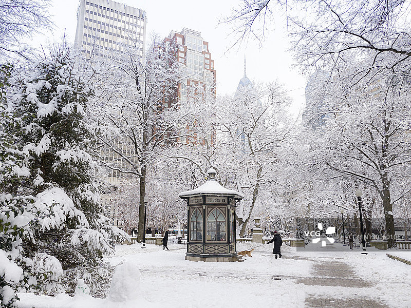 费城里滕豪斯广场雪景图片素材