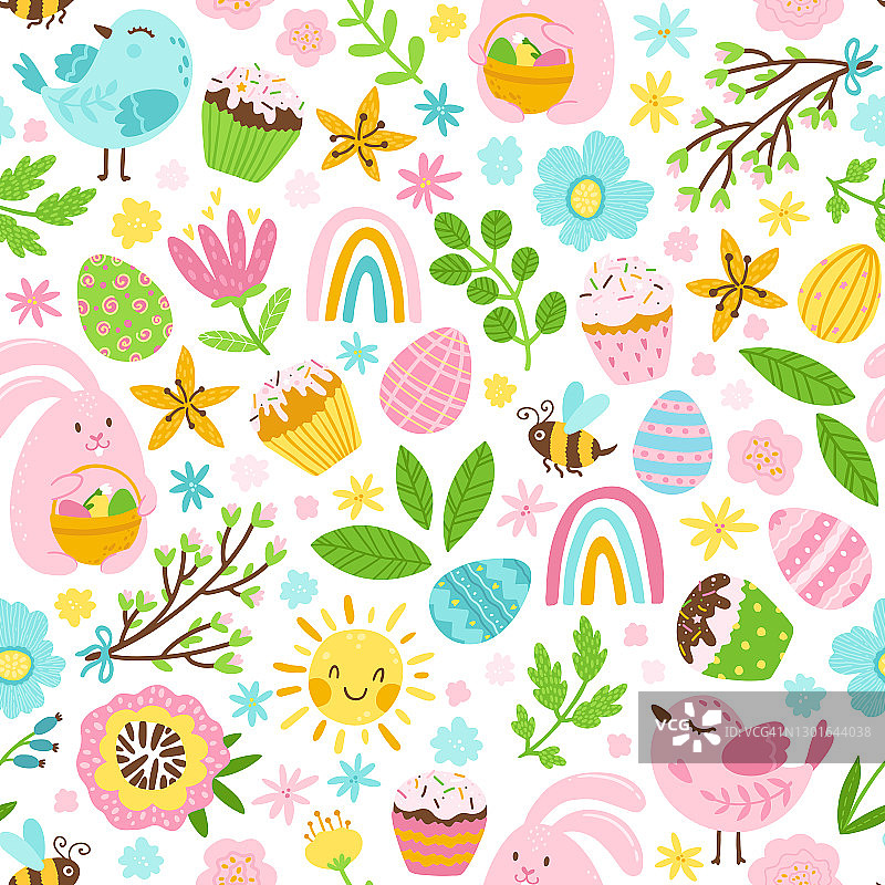 卡通风格复活节无缝图案图片素材