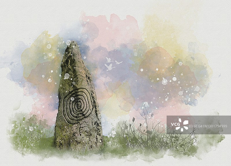 站立的石头插画图片素材