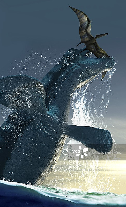 滑齿龙海洋爬行动物示意图图片素材