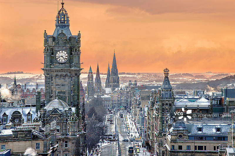 爱丁堡 - 白雪皑皑的王子街图片素材