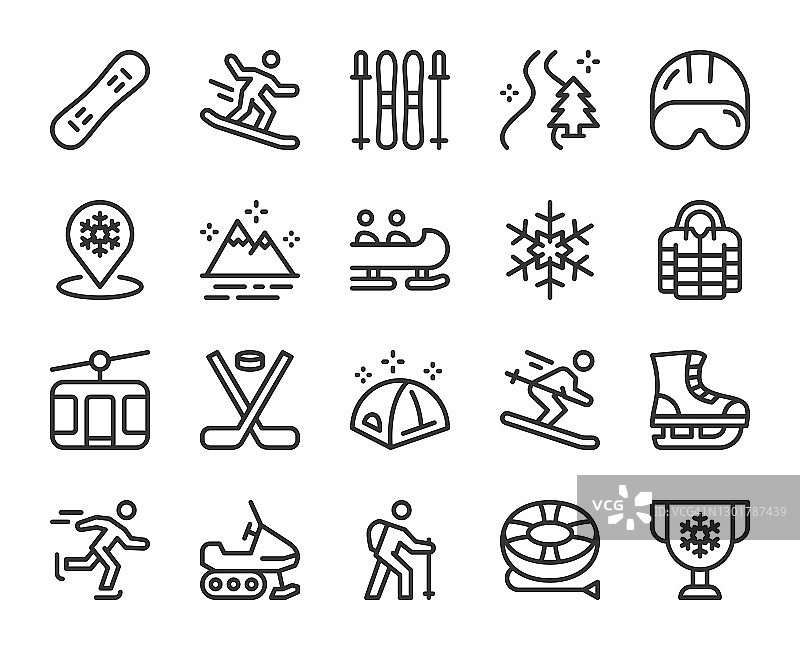 冬季运动项目线性图标图片素材
