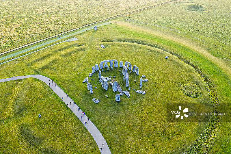 从上方俯瞰巨石阵：联合国教科文组织世界遗产，位于英国威尔特郡索尔兹伯里平原图片素材