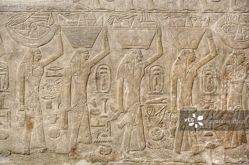 麦瑞陆卡墓的浮雕，萨卡拉，联合国教科文组织世界遗产，埃及萨卡拉，北非，非洲图片素材