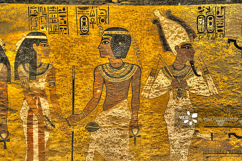 图坦卡蒙墓中心的图坦卡蒙国王，帝王谷，联合国教科文组织世界遗产，卢克索，底比斯，埃及，北非，非洲图片素材