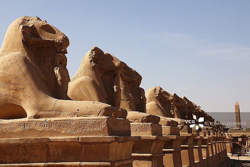 卡纳克神庙狮身人面像大道，联合国教科文组织世界遗产，卢克索，底比斯，埃及，北非，非洲图片素材