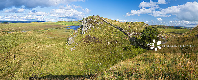 桑树峡，哈德良长城，联合国教科文组织世界遗产，亨肖，赫克瑟姆，诺森伯兰郡，英格兰，英国，欧洲图片素材