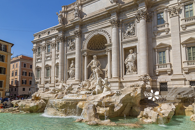 特莱维喷泉：特莱维广场，联合国教科文组织世界遗产，意大利罗马图片素材
