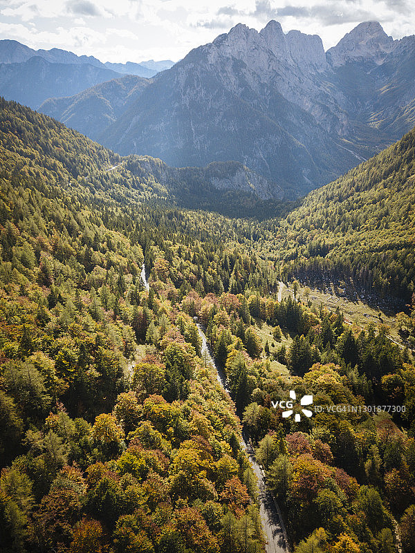 从无人机拍摄的弗尔希奇山口鸟瞰图图片素材