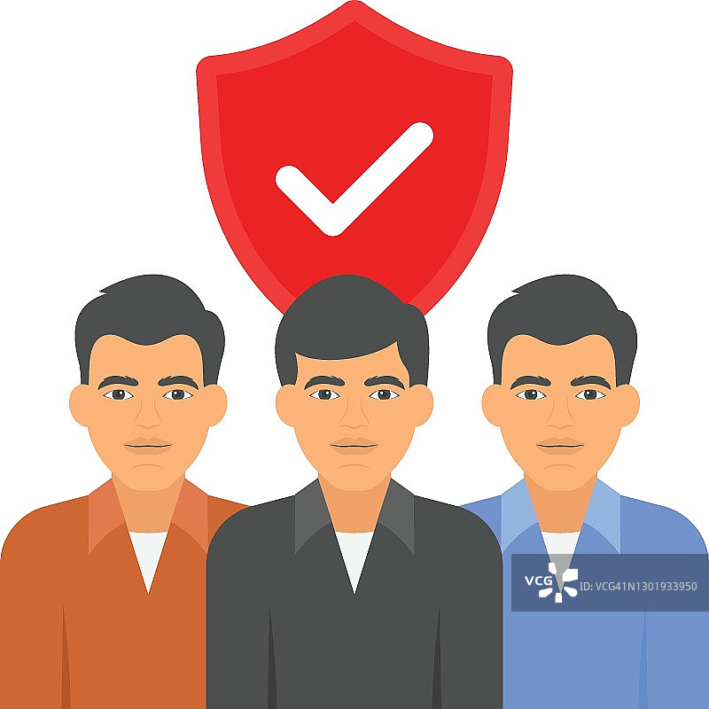 雇员人寿保险概念，白色背景上的HRM符号，雇主福利矢量彩色图标设计图片素材