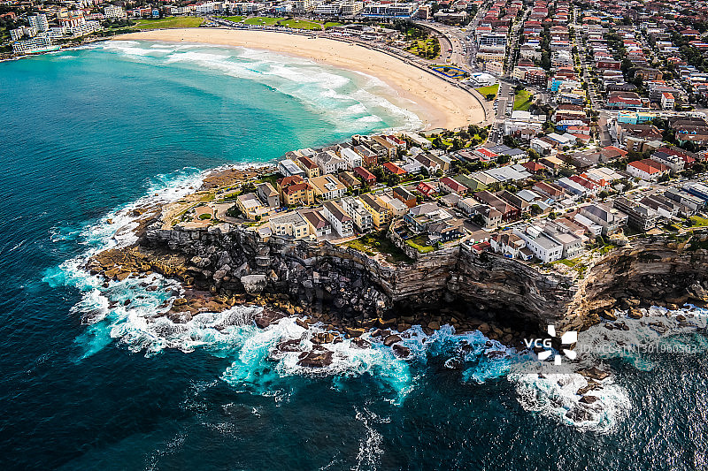 悉尼邦迪海滩鸟瞰，新南威尔士州图片素材