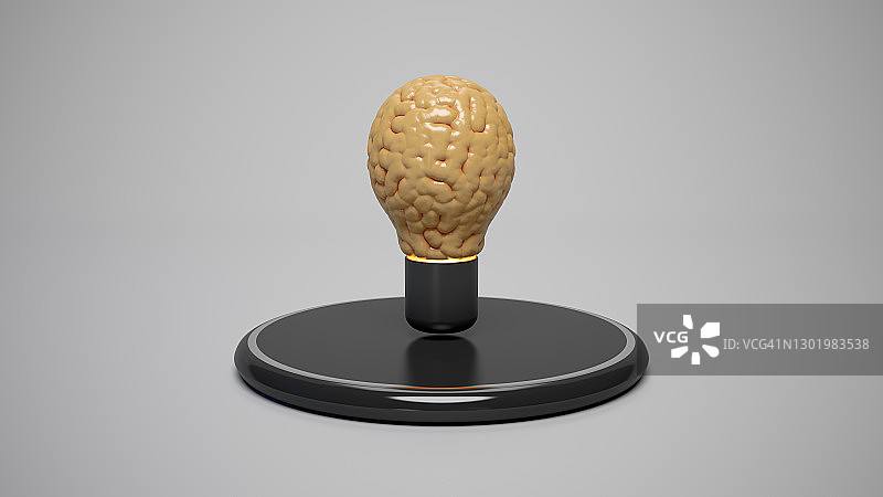 创新思维：大脑形状的灯泡概念图片素材