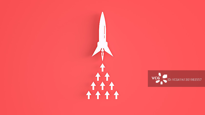 3D概念箭头和火箭启动图片素材