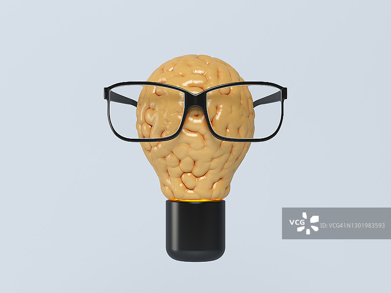 创新与新思路：眼镜与灯泡概念图片素材