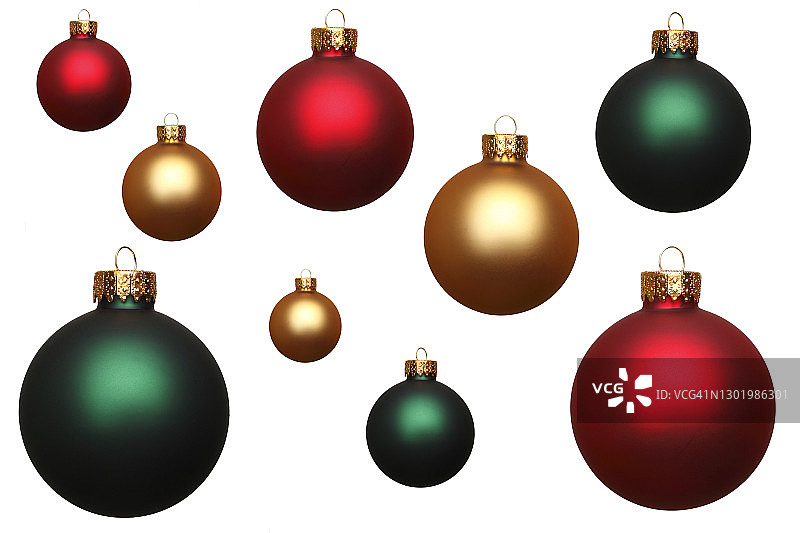 白色背景上的圣诞饰品图片素材