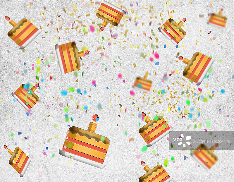 生日快乐蛋糕彩屑贺卡图片素材