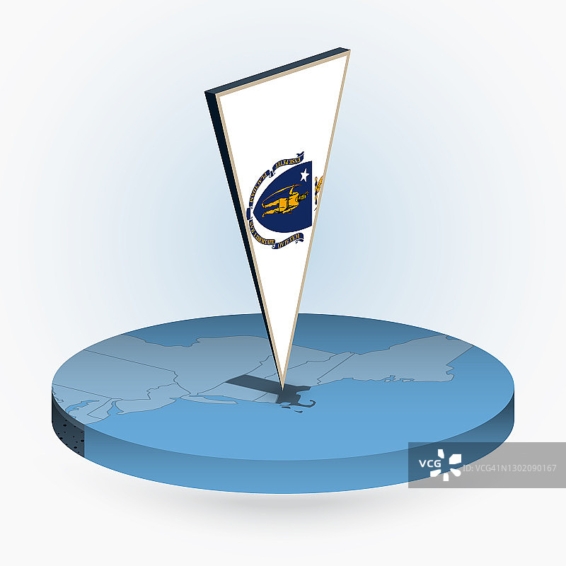 马萨诸塞州地图2.5D三角形旗帜风格图片素材