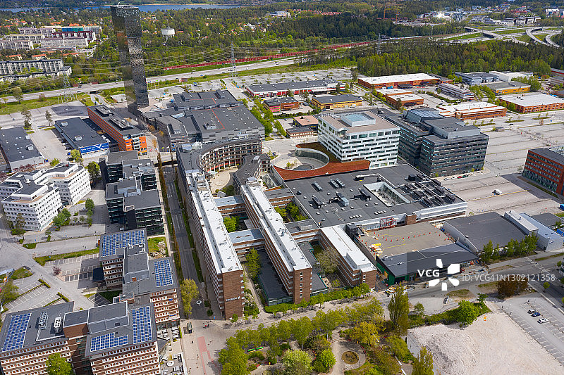 从空中俯瞰Kista，斯德哥尔摩图片素材