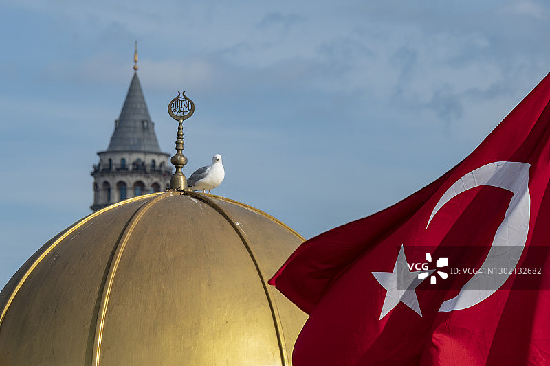 土耳其伊斯坦布尔的艾米诺努和加拉塔图片素材