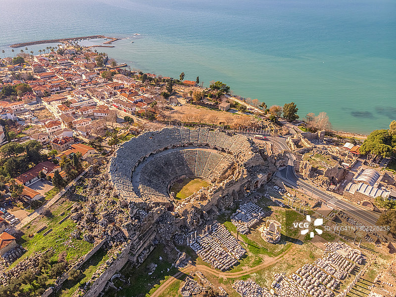 土耳其安塔利亚锡德鸟瞰图片素材