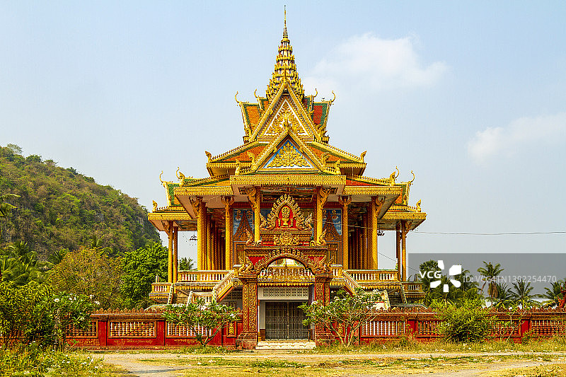 磅湛省的传统高棉寺庙（柬埔寨）图片素材