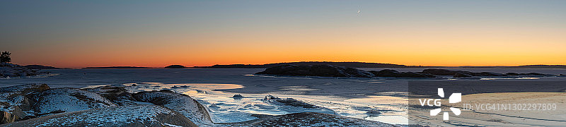冰冻峡湾日落图片素材