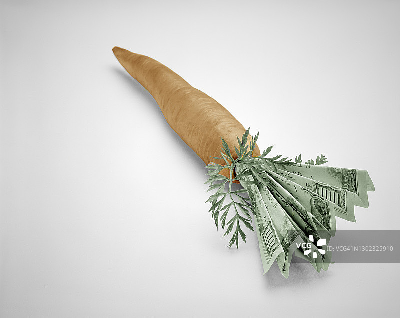 胡萝卜与美元纸币图片素材