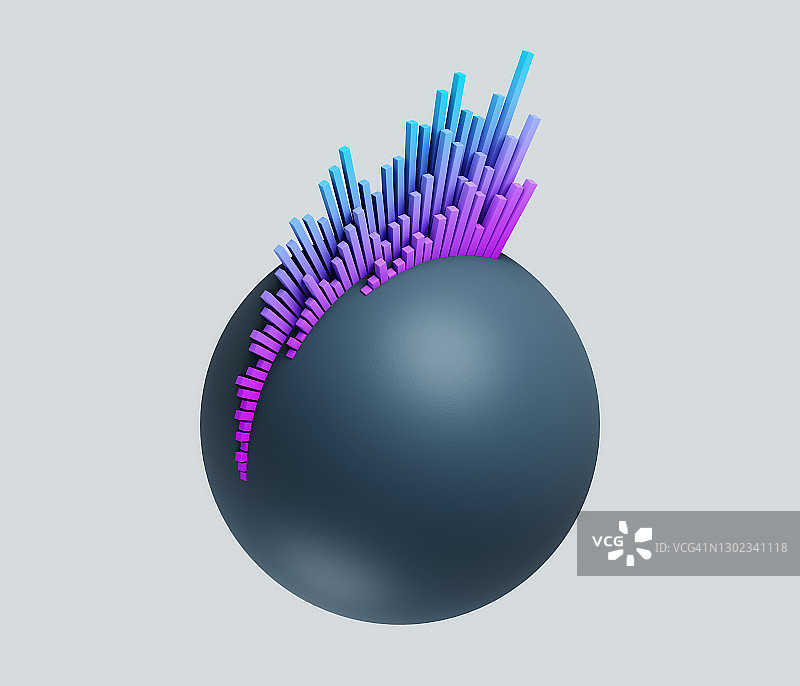 球体上的条形图图片素材