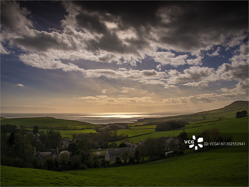 英国多塞特郡基默里奇湾图片素材