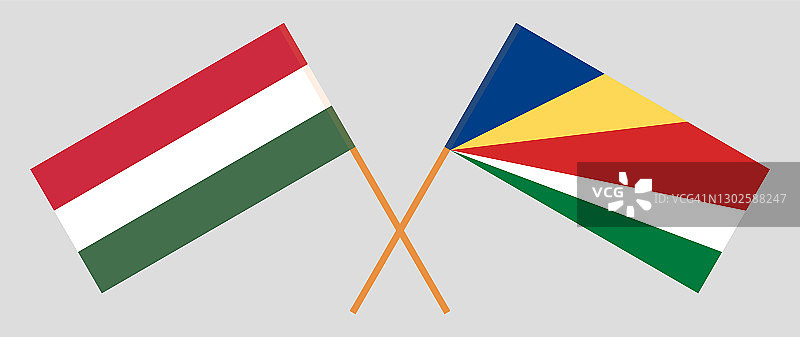 匈牙利和塞舌尔国旗交叉图片素材