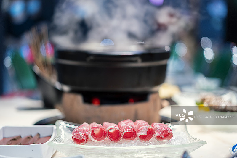 牛肉火锅特写图片素材