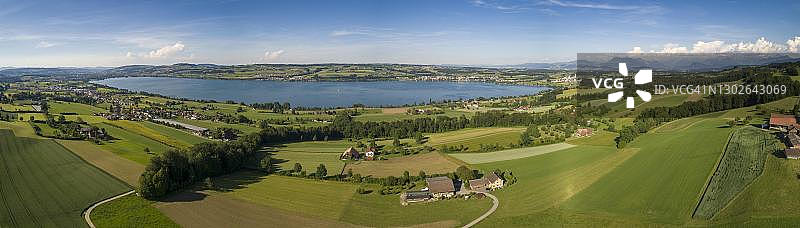 瑞士森帕赫湖无人机航拍图片素材