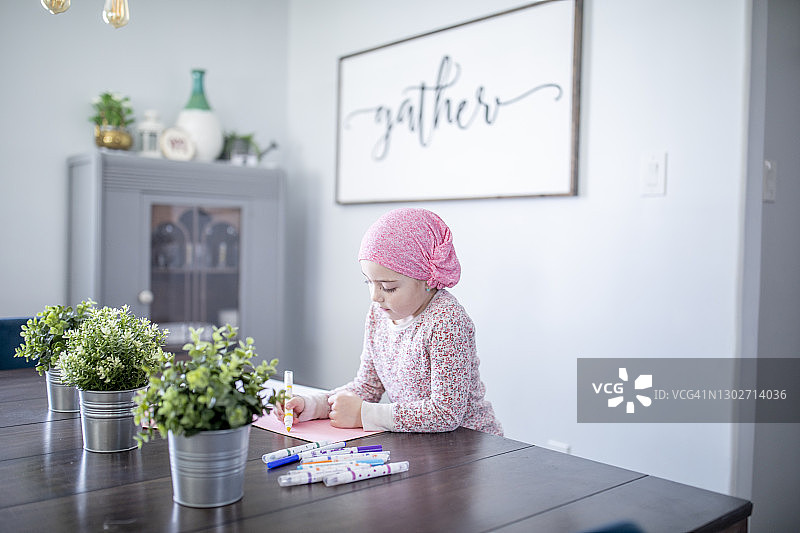 与癌症作斗争的白人女孩图片素材