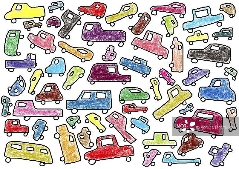 儿童画风彩色汽车插画，奥地利图片素材