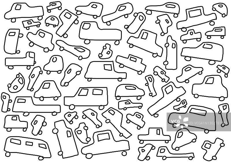 奥地利儿童绘画风格的插画汽车图片素材